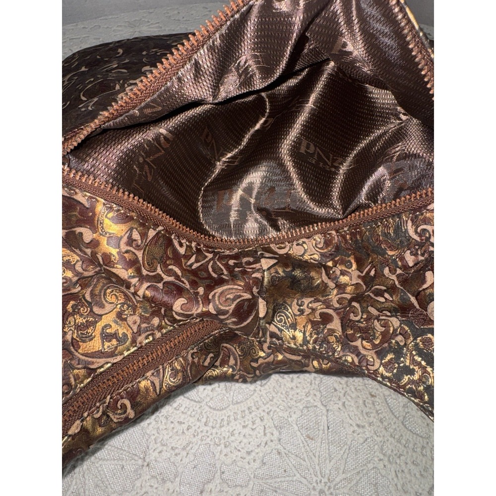 NWOT THE FIND Leather Metallic Paisley Burnout Handbag Shoulder Bag Purse - Picture 9 of 9